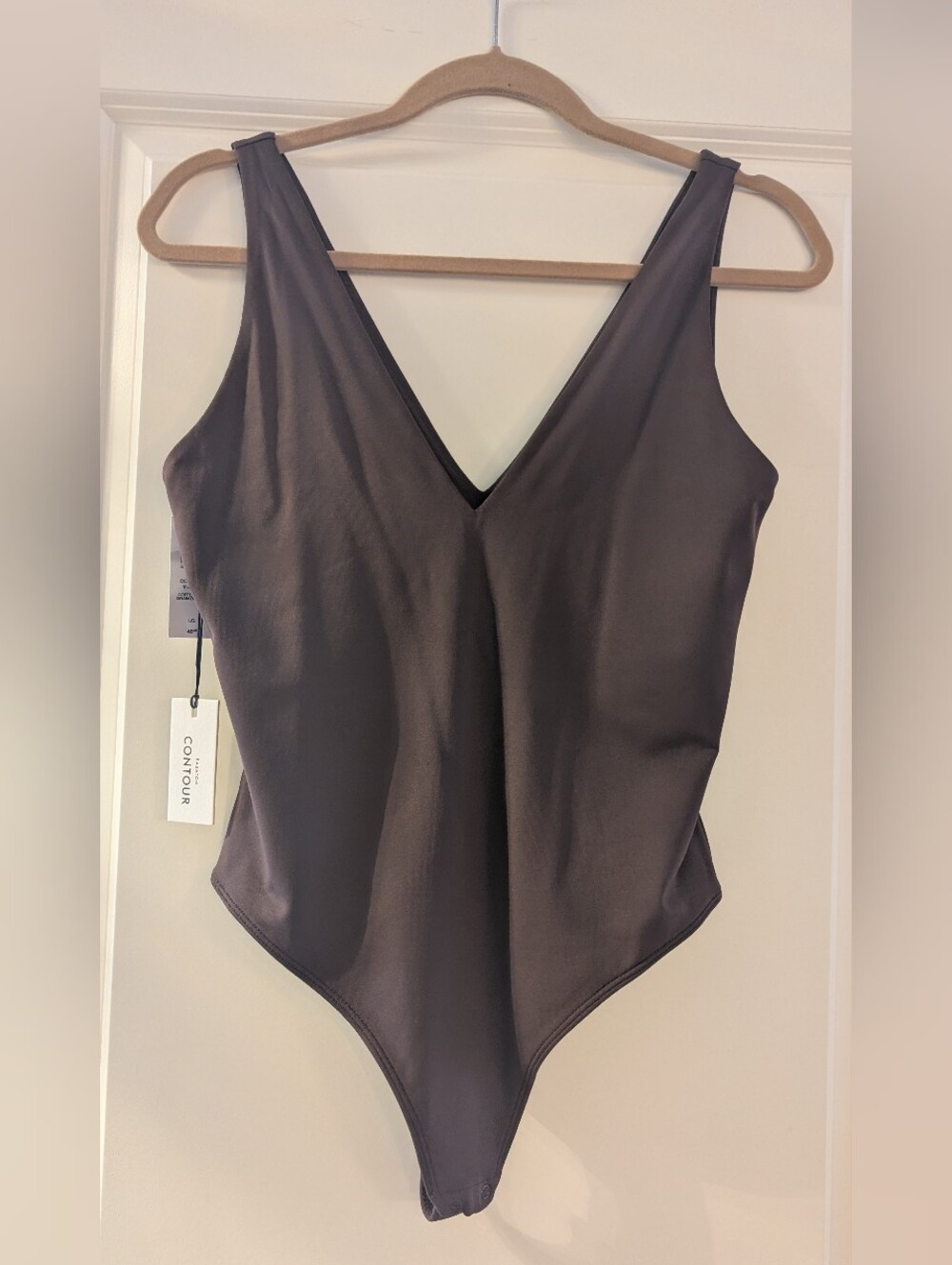 Babaton Contour V-Neck Bodysuit in Coffee Bean
